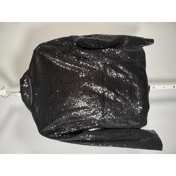 NWT Colleen Lopez Black Sequin Moto Jacket Sparkly Biker Blazer Glam Evening XS - Picture 4 of 7